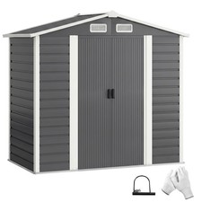 Outsunny 7 x 4ft Upgraded Metal Shed with Lock, Easy to Assemble, Dark Grey