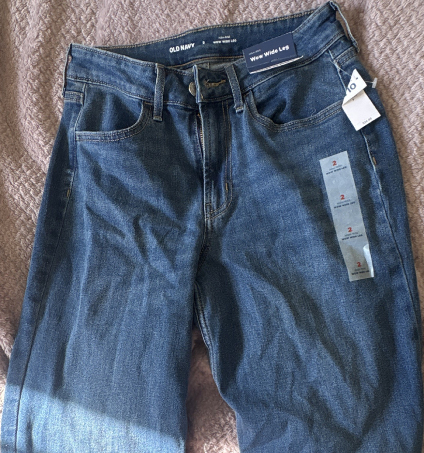 Old Navy Wide Leg High-Rise Denim Jeans Blue Medium Wash 5-Pocket Women’s