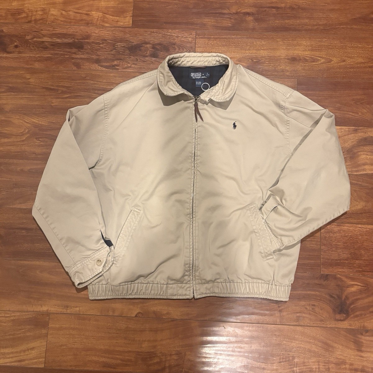Vintage 90s Polo Ralph Lauren Beige Bomber Jacket Men's XL Zip