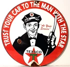VINTAGE TEXACO ENAMELED PLAQUE ADVERTISING SIGN CAR AUTO GAS SERVICE STATION