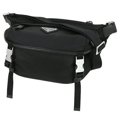 PRADA Belt bag Re-Edition Nylon Saffiano leather 2VH171 Black SHW Cross body bag