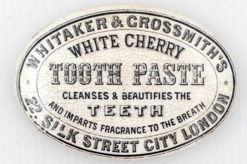 VINTAGE c1900s WHITAKER & GROSSMITH LONDON WHITE CHERRY TOOTH PASTE POT LID