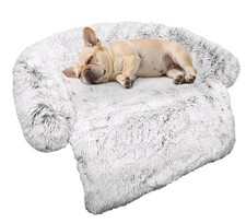 Calming Dog Bed Fluffy Plush Mat Furniture Protector w Removable Washable Cover