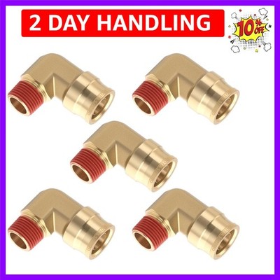 5PCS DOT Approved Quick Push to Connect Fittings, Brass 90 Degree Union Elbow...