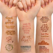 Christian Temporary Tattoos for Adult,80 Pcs Bible Verse Fake Temporary Tattoo f