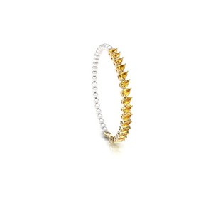 Authentic 925 Silver Natural Citrine Pearl Bracelet Yellow Gemstone For Her