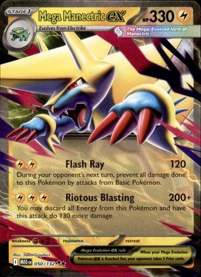 Mega Manectric ex 050/132 Holo Pokemon Mega Evolution Double Rare NM
