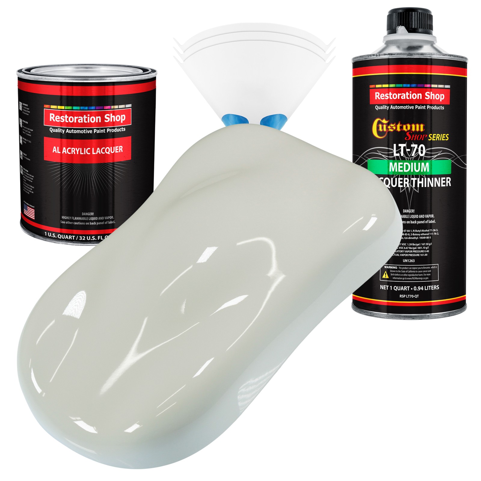 Arctic White Acrylic Lacquer Auto Paint Kit with Medium Thinner Quart
