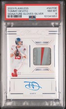 2023 Flawless Tommy Devito Rookie Signature Gloves Silver 3/20 - PSA 8