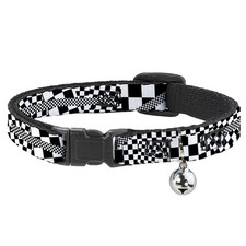 Cat Collar Breakaway with Bell Funky Checkers Black/White NARROW Fits 8.5-12"
