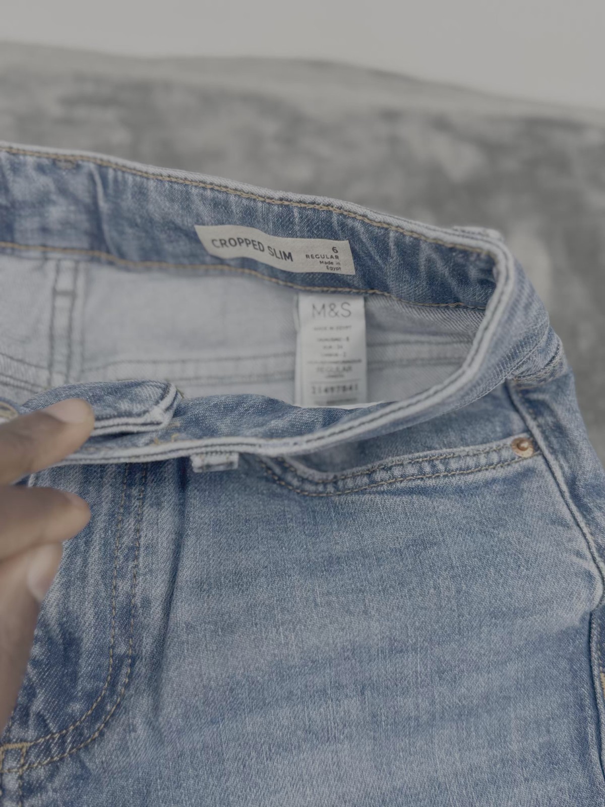 M&S Womens Cropped Slim Jeans UK 6 Regular Light Blue Wash Stretch Denim Casual image 4