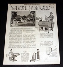 1926 OLD MAGAZINE PRINT AD, THOR CYLINDER CLOTHES WASHERS, HENRY FORD USES ONE!