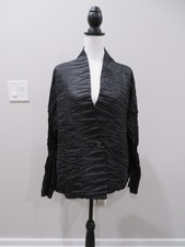 Ray Harris Black Crinkle Pleat Silk Jacket