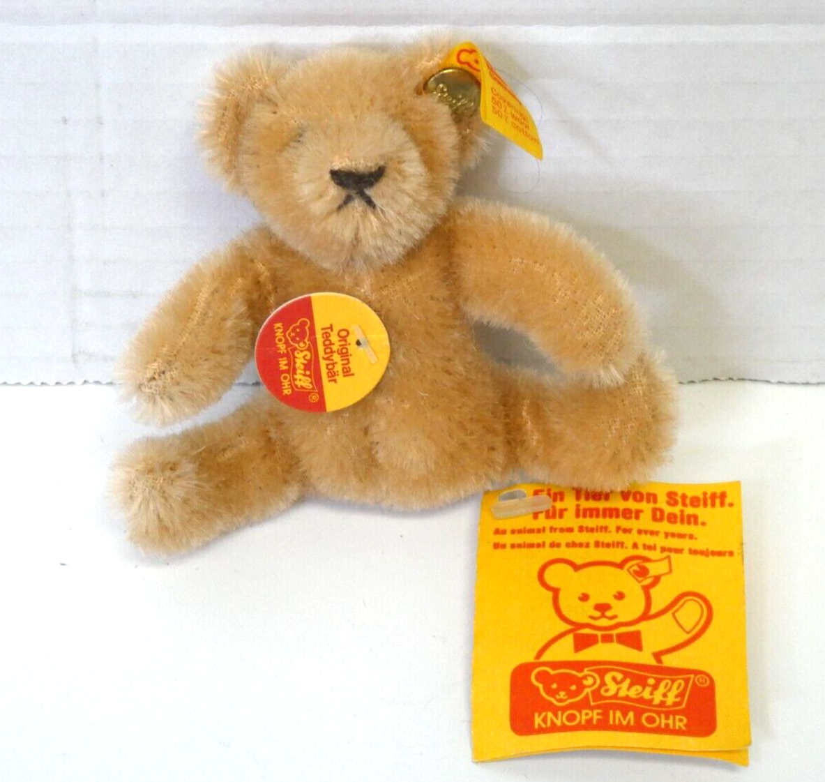 Vintage Steiff Original Honey Teddy Bear Mini 3”Mohair #0201/11 
