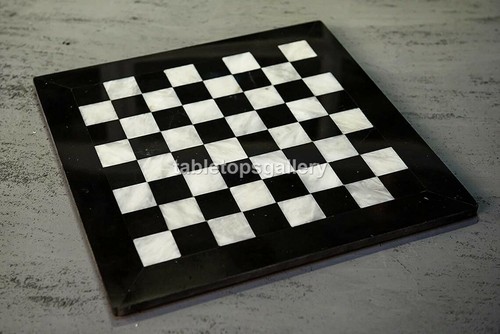 24 " Schwarz Marmor Schachbrett Luxus Aussehen für Spielen Raum Tisch Dekor - 第 1/11 張圖片