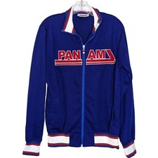 PAN AM Jacket Unisex Size Medium blue zippered long sleeve Vintage