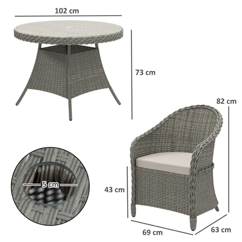 Rattan Dining Set 4 Seater Large Round Table Wicker Chair Garden Patio Furniture - Picture 4 of 10