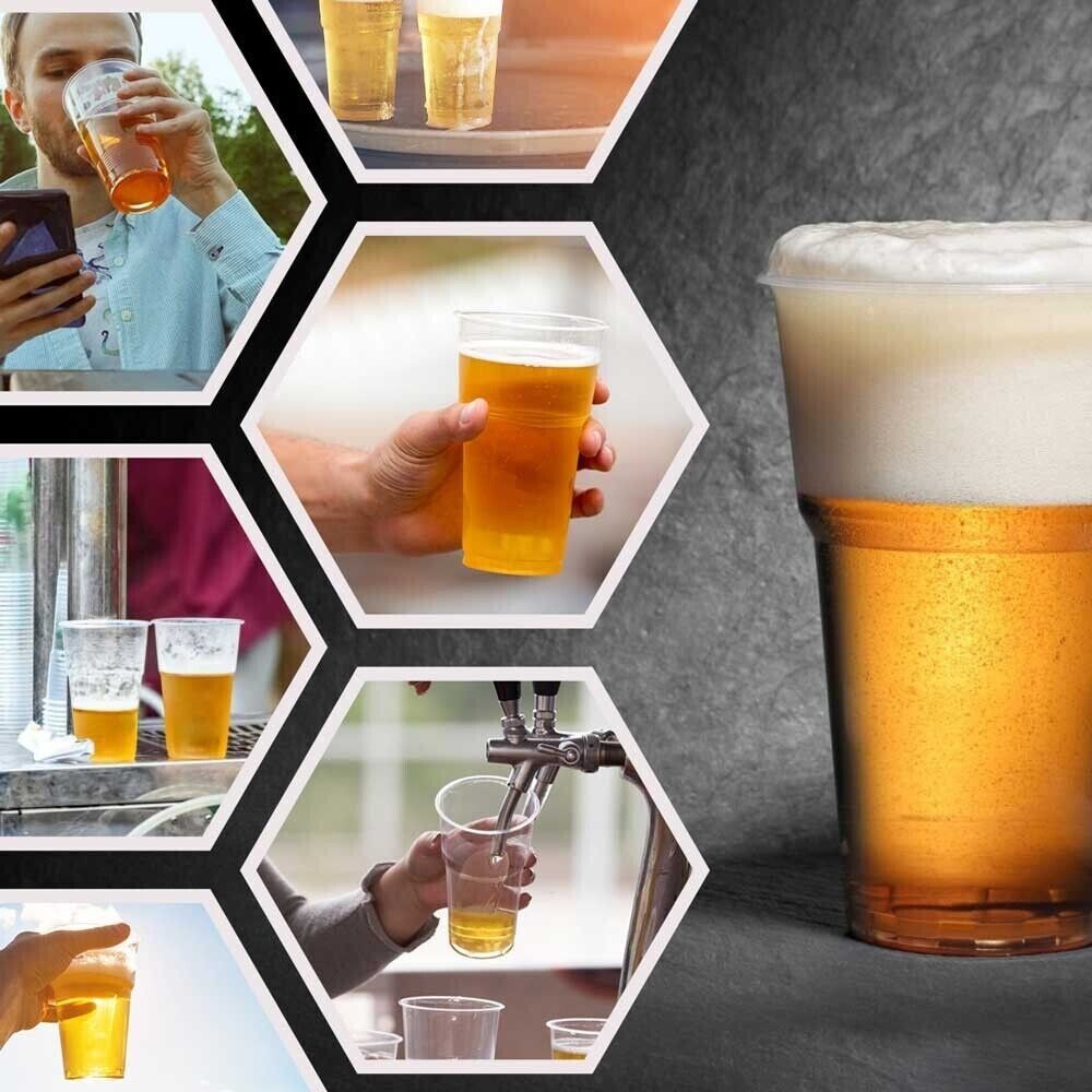 Plastic Pint Whisky Cups Drinking Glasses for Pubs Christmas Parties