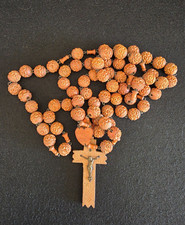 Antico Rosario Madonna Notre Dame de Laghet in Legno di Bosso Anni 20