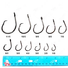 11pc All Size set 4x circle hooks #1/0,2/0,3/0,4/0,5/0,6/0,7/0,8/0,9/0,10/0,11/0