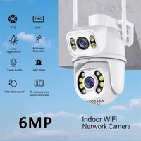 4K Wireless 6MP WiFi IP Camera Outdoor Dual Lens CCTV Home Security PTZ IR Cam