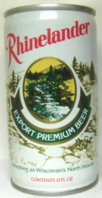RHINELANDER EXPORT PREMIUM BEER cs CAN, Huber, Monroe, WISCONSIN 1977 1+