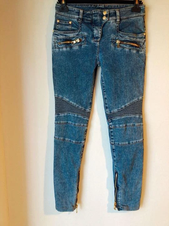 BALMAIN Cotton Skinny Women s Denim Jeans Pants Size 36 Blue USED