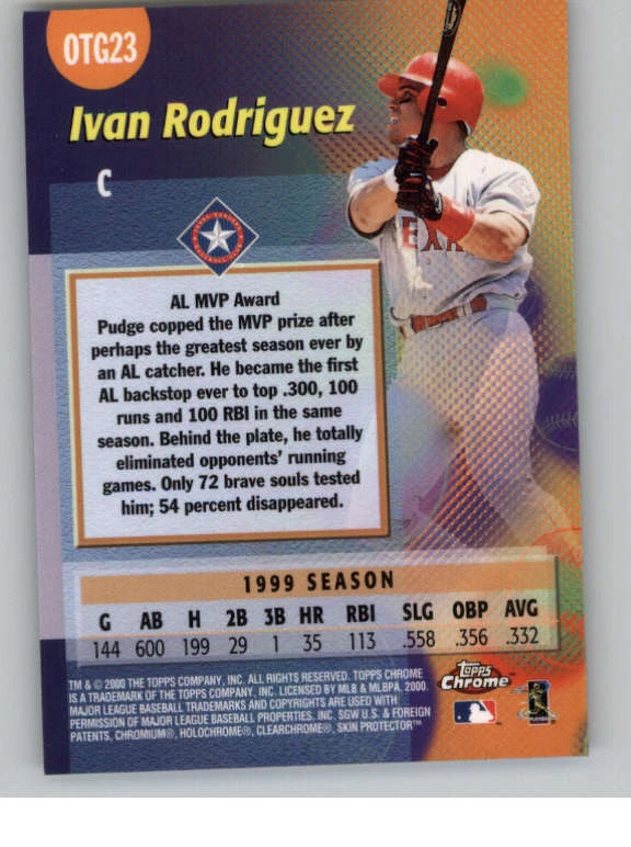 2000 Topps Chrome Own the Game #OTG23 Ivan Rodriguez (ref 140162) - Image 2 of 2