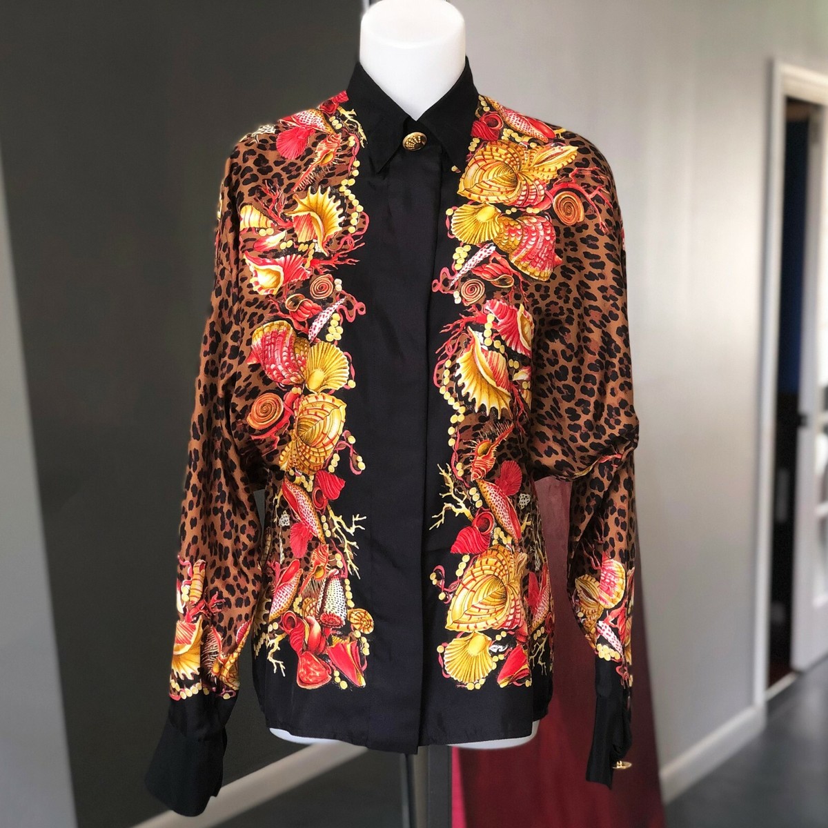 ②Gianni Versace camicia donna 豹柄シャツ バロック GIANNI VERSACE