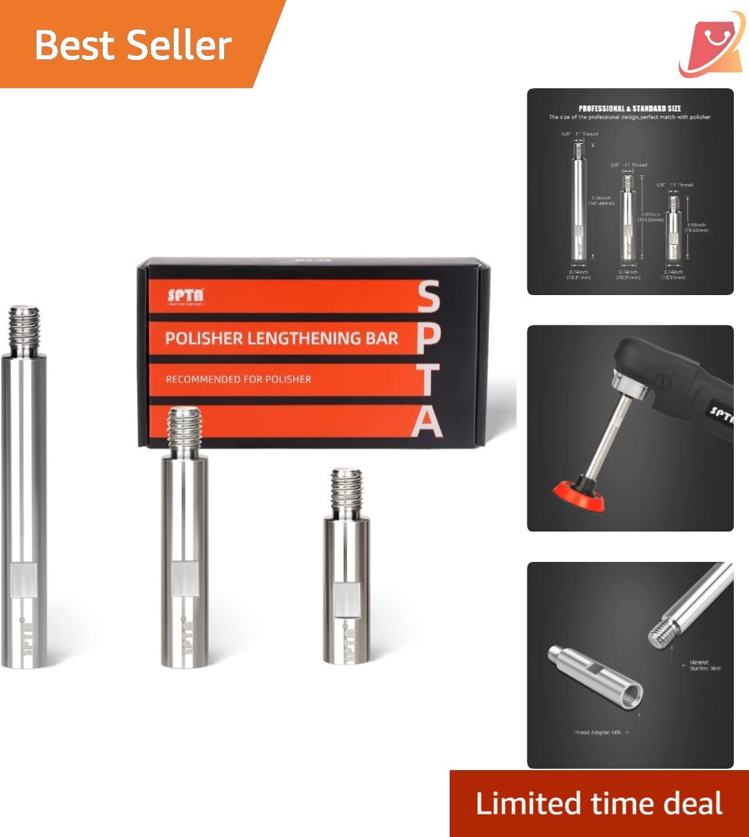 Stainless Steel Rotary Extension Shaft Set 75mm 100mm 140mm 