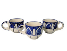 child's miniature tea set/ cups royal blue and white 3pc.