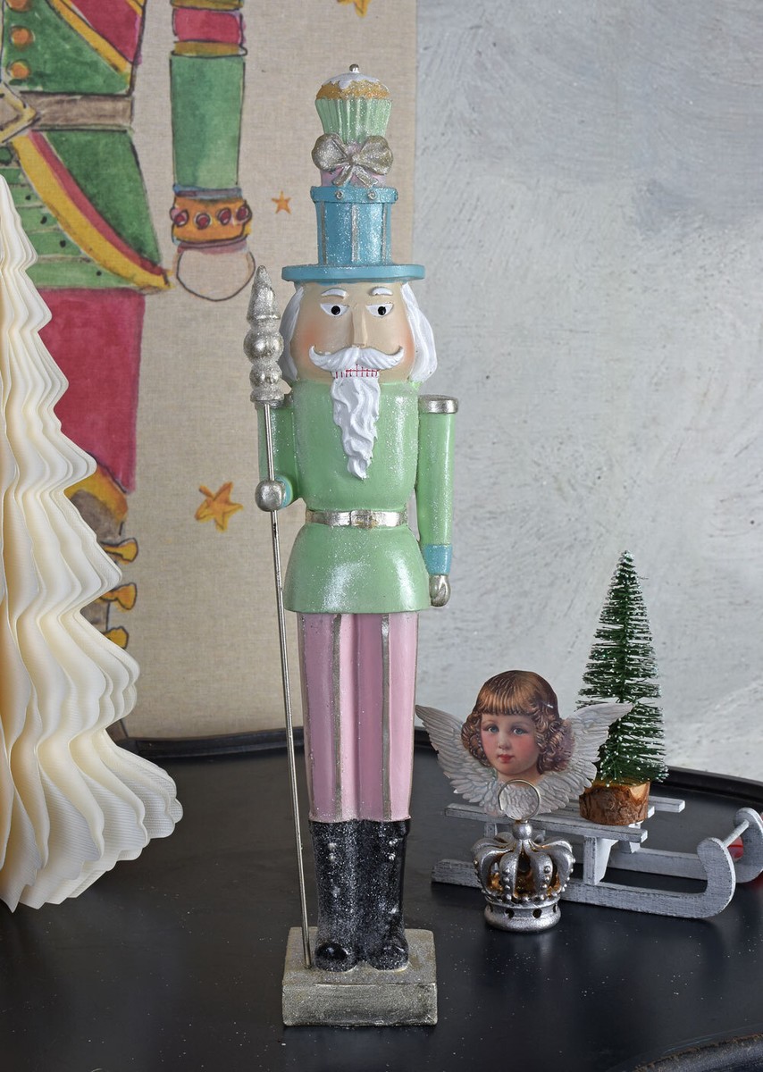 Vivi! Statue De Noël - Bonhomme De Neige Casse-Noisette Avec Cupcake Hat - Pastel