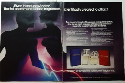 1981 Jovan Vintage Print Ad Andron Cologne Perfume Fragrance Pheromone Him Her