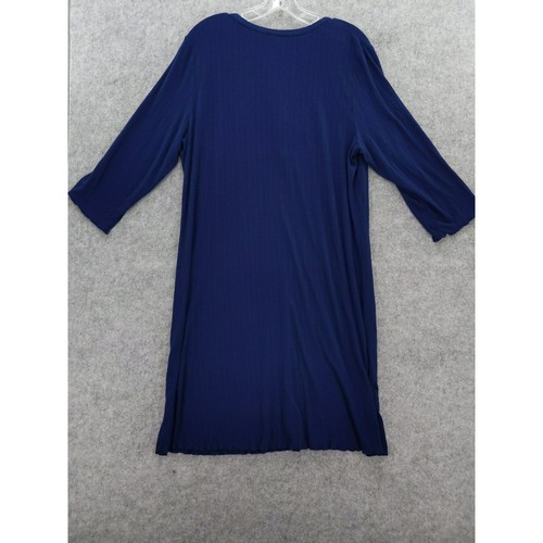 Lands' End Ribbed Knit Dress 3/4 Sleeve Casual Comfy Blue Size L - Picture 6 of 8