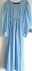 VINTAGE 60S 70S LONG SLEEVE BLUE PRAIRIE MAXI DRESS EMBROIDERY INSET AT WAIST 14