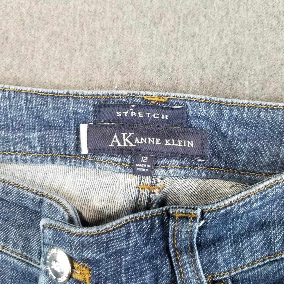 Pantalones de mezclilla para mujer Anne Klein talla 12 azul lavado elástico cómodo corte recto Foto 3 de 4