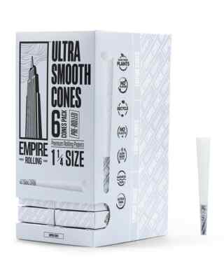 Empire Rolling Ultra Smooth 1 1/4 Size White Cones Box 24 Packs (6 Cones pack)