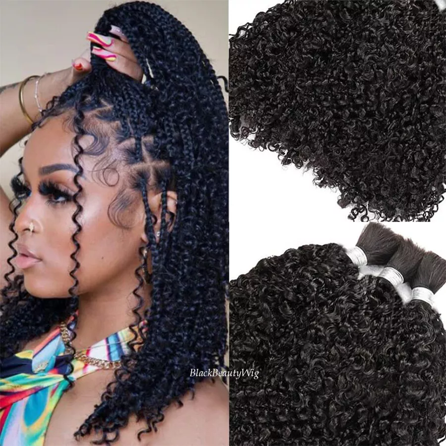 Sassy Curly Virgin Human Hair Bulk For Braiding No Weft Micro Braids Hair  100g