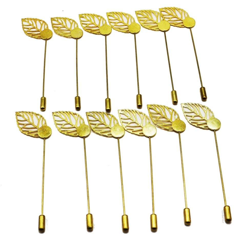 20 Pcs Leaf Clutch Stick Pin Lapel Stick Brooch Suit Badge DIY Costume Jewelry - Image 2 of 4