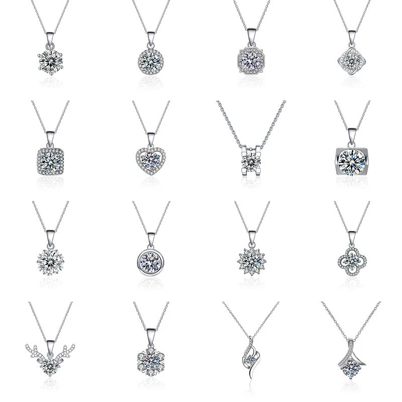 925 Placcato Argento Donna Catena Cristallo Cerchio Gioielli Pendente Collana - Immagine 3 di 3