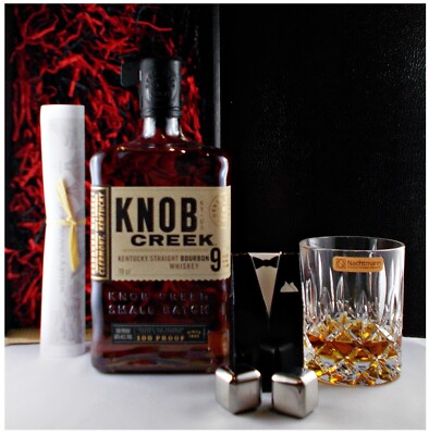 Knob Creek small batch Bourbon Whiskey + 2 Whisky Kühlsteine + Glas Geschenk