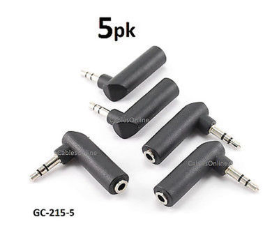 5-PACK Right-Angle 3.5mm Stereo Male to Female Audio Adapter - GC-215-5