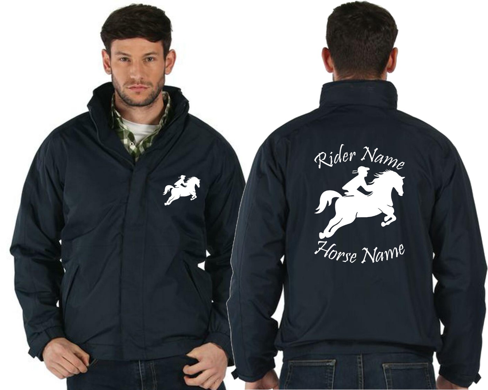 GIACCA CAVALLO PERSONALIZZATA IMPERMEABILE IMPERMEABILE EQUITAZIONE CAVALIERE PONY REGALO TOP UK