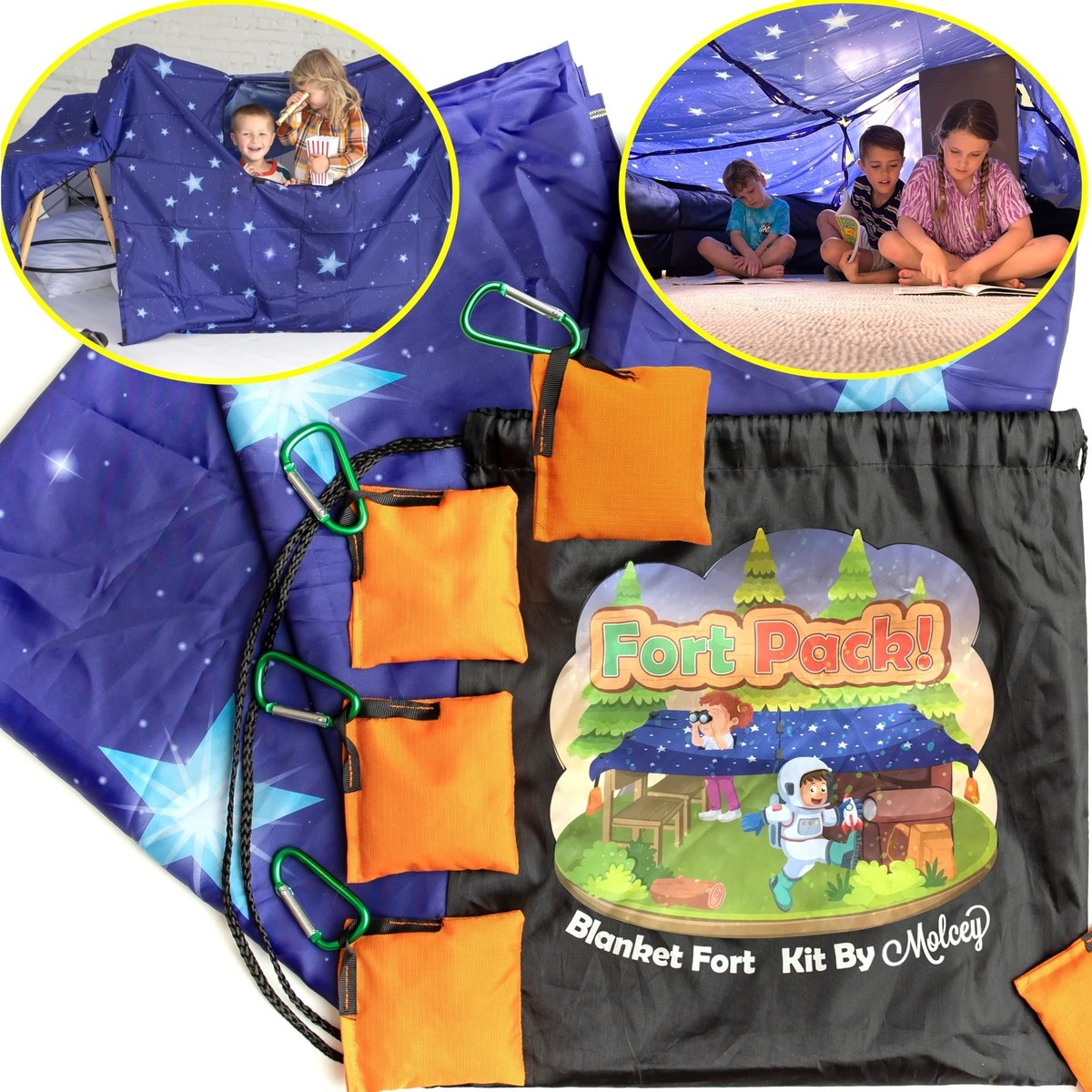 Crazy Forts Molcey Blanket Kit For Kids 4-8 8-12+ Build A Fort For