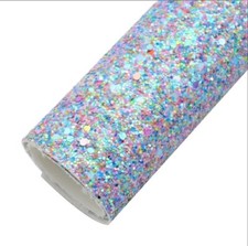 Blue Pink Mix Chunky glitter FAUX LEATHER HALF ROLL 12 x 24" 1263485 felt back