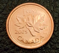 2009 Canada 1 One Penny Cent RCM Logo Magnetic Steel Coin UNC from Original Roll