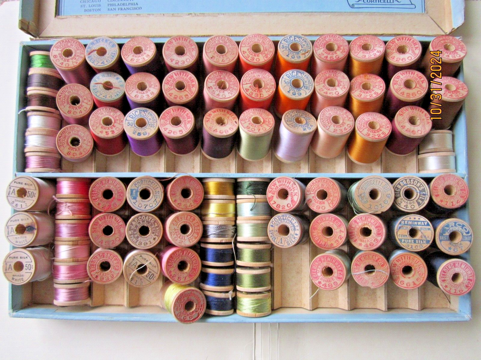 Richardson Silk Vintage Thread Box Set 85 Spools: Sewing & Buttonhole ...