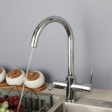 360 Swivel Kitchen Sink Faucet Chrome 2Handles 1Hole Mixer Deck Mount Basin Taps