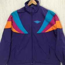 Pure Sport Vintage Windbreaker Jacket Full Zip Color Block Retro Men's Size M