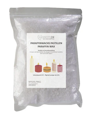 MONSTER24 Paraffinwachs Pastillen Premium Kerzenwachs weiß Kerzen Gießen Wachs 1kg 2kg 3kg